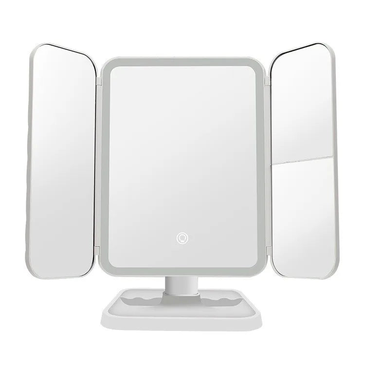 LuminaGlow Tri-Fold LED Mirror